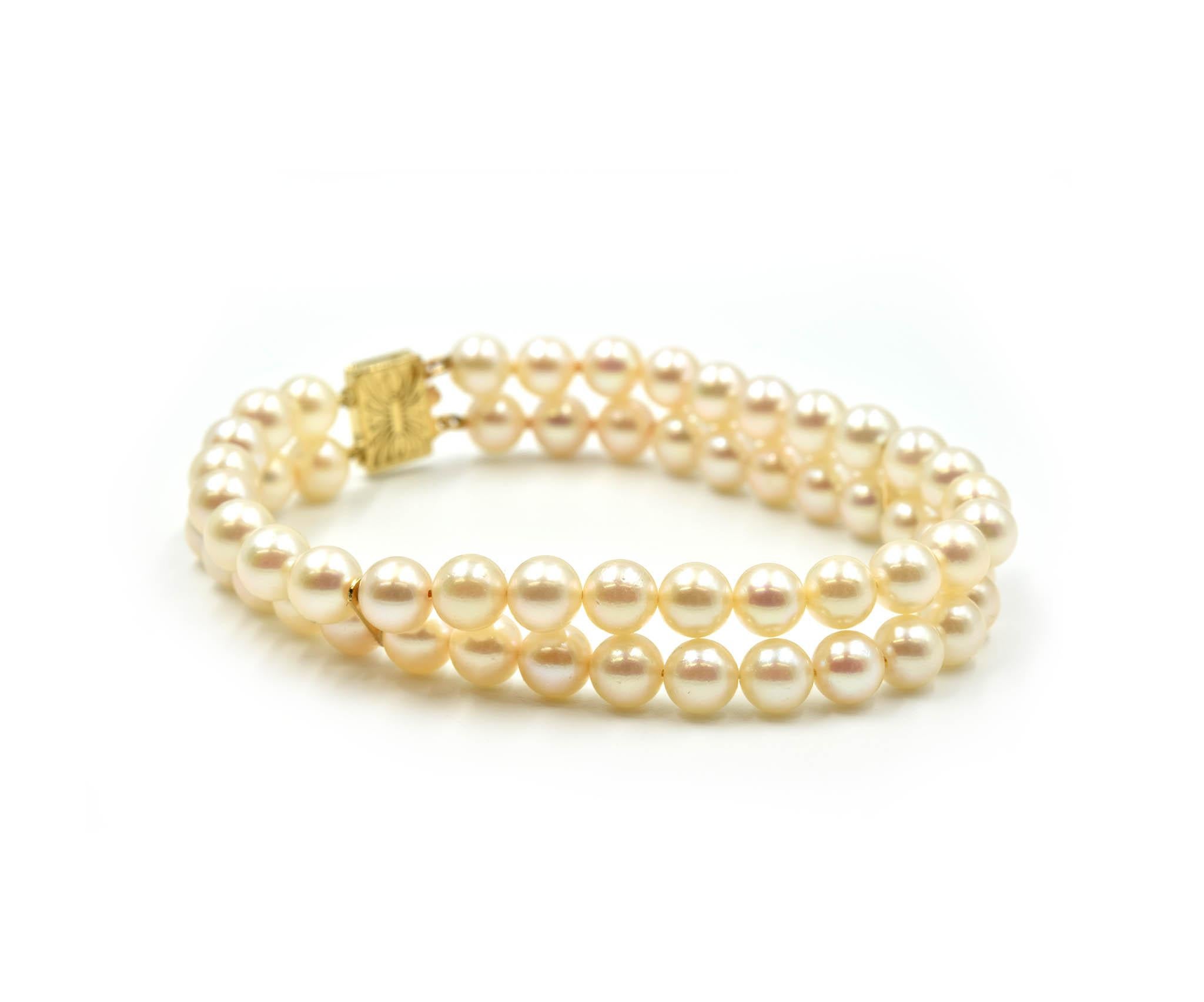 double strand pearl bracelet gold clasp