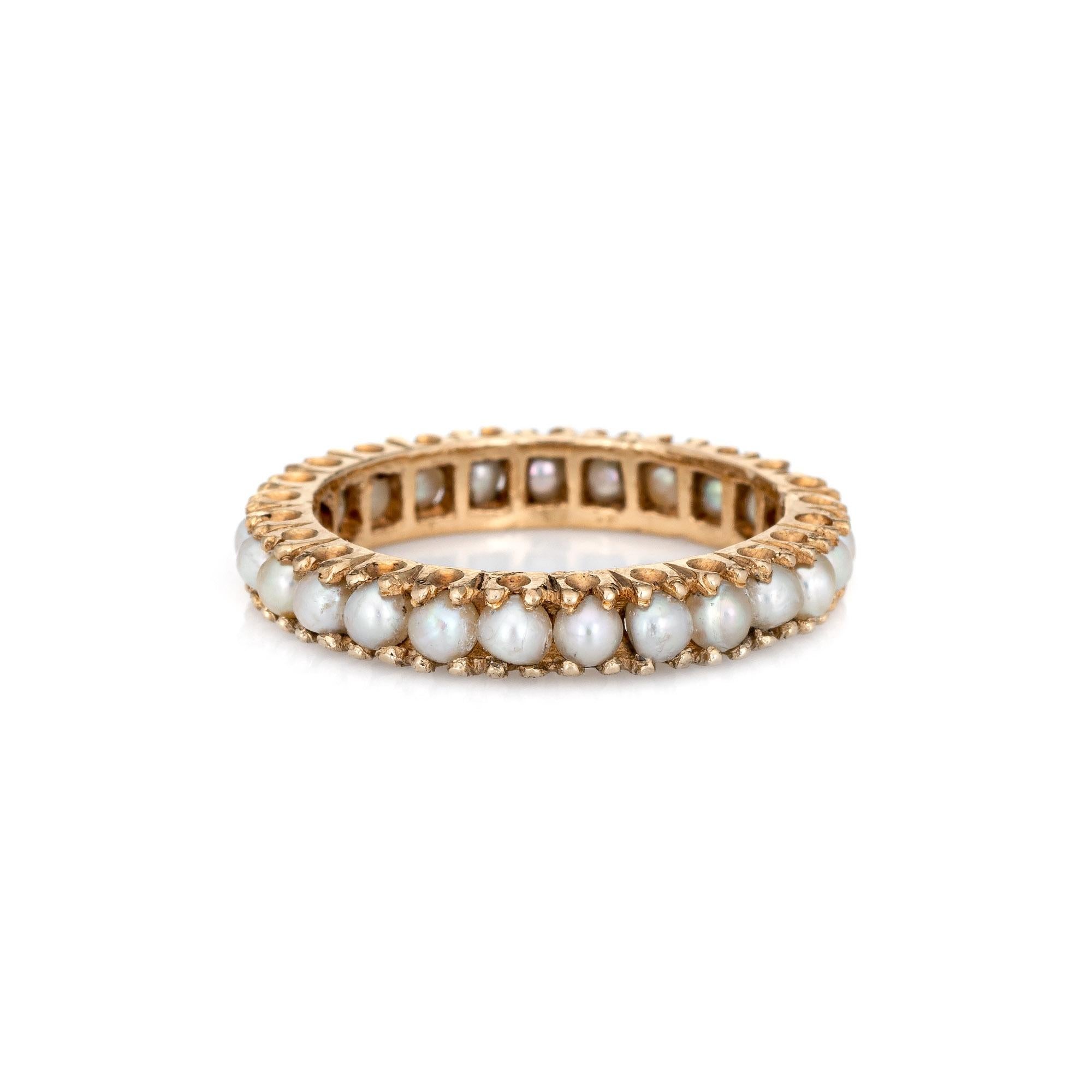 Zuchtperle Eternity Ring 14k Gelbgold Vintage-Schmuck Stacking Band (Moderne)