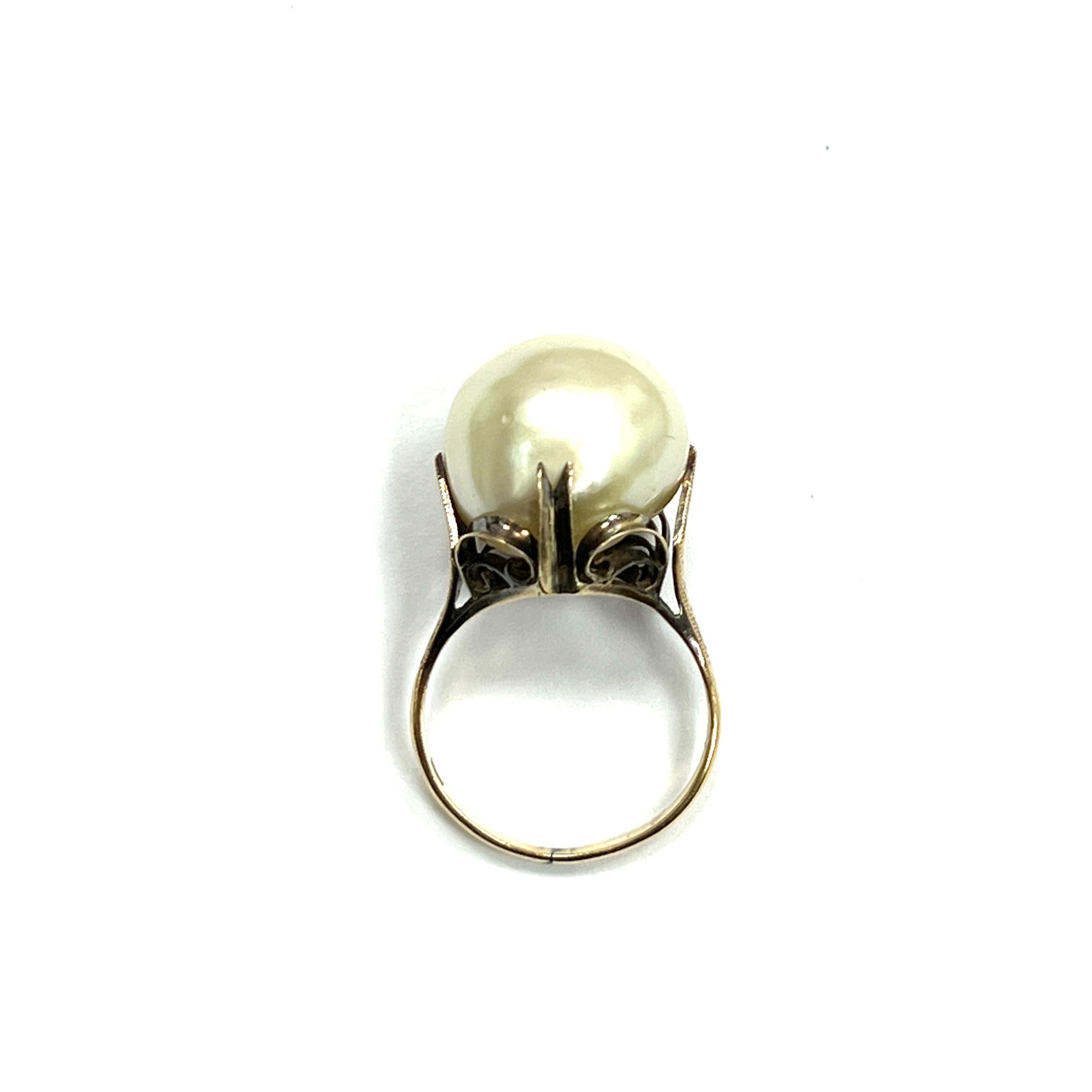Cultured Pearl Gold Ring For Sale 4
