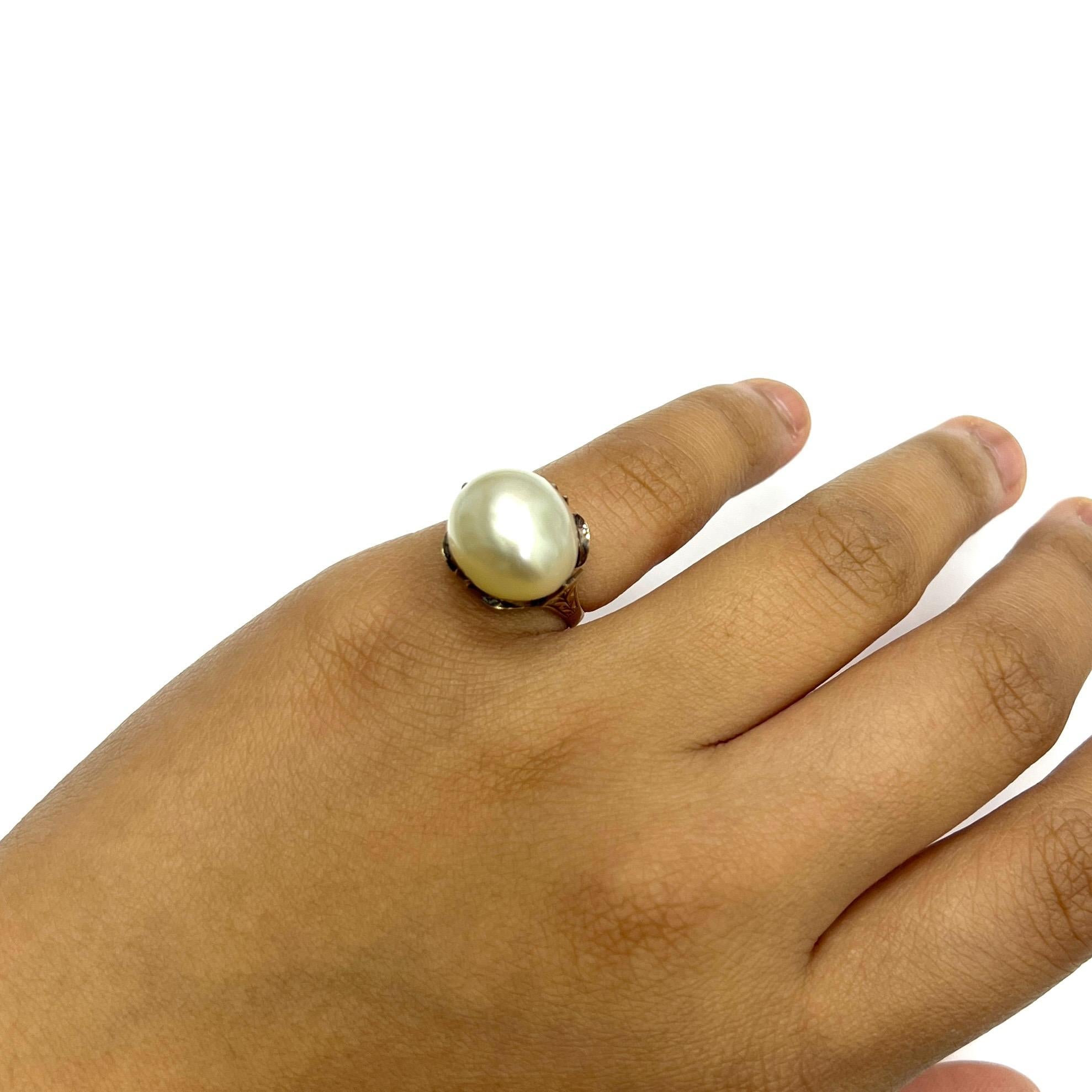 Cultured Pearl Gold Ring For Sale 5