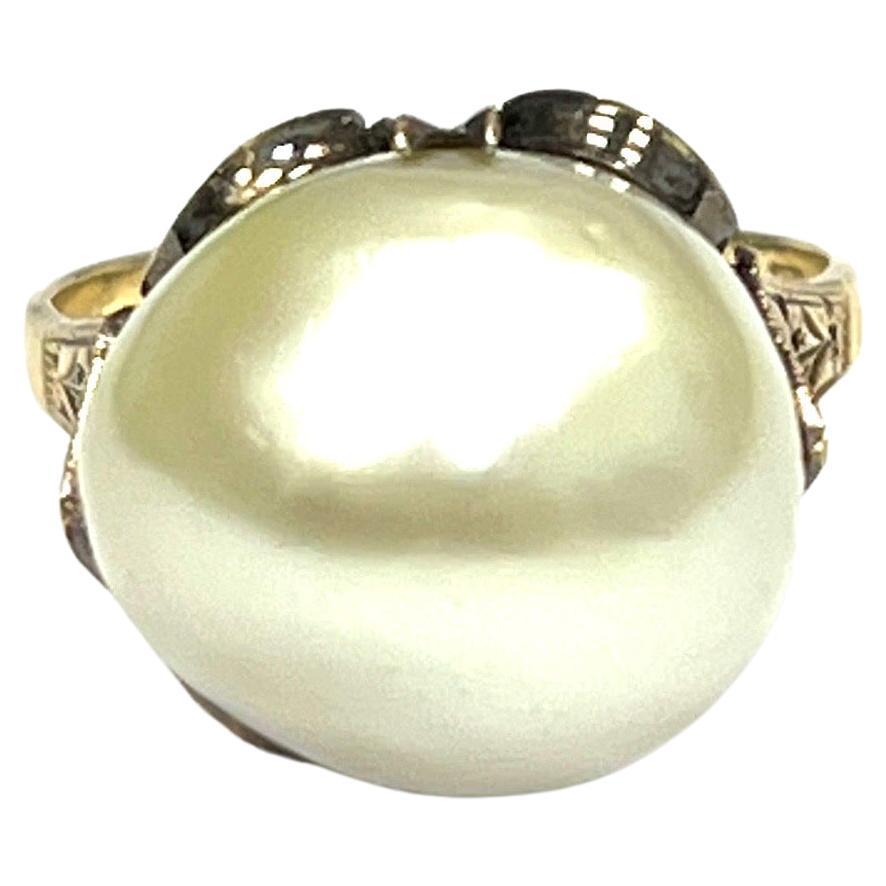 Cultured Pearl Gold Ring For Sale