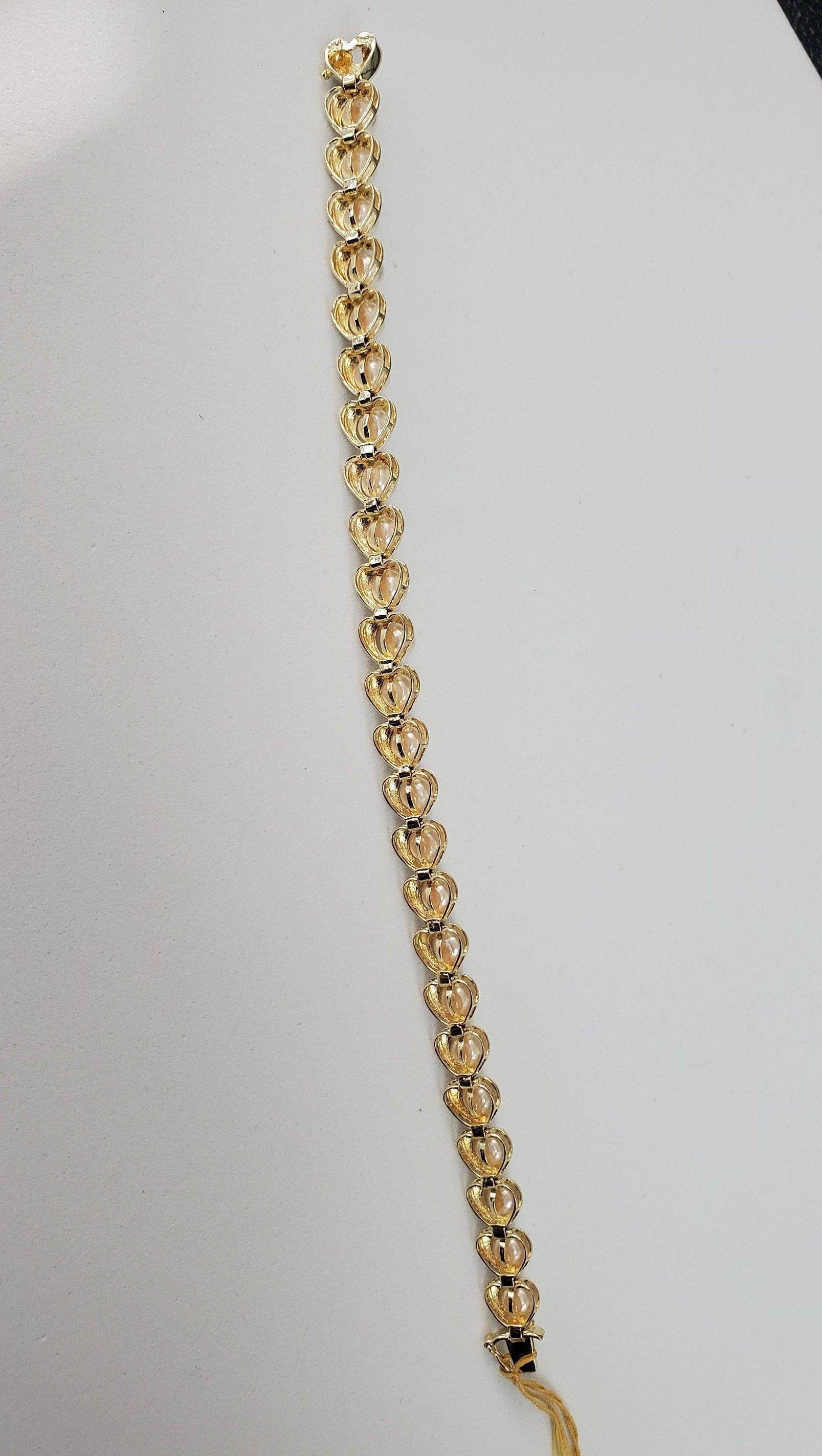 Bracciale tennis a forma di cuore con perle coltivate In condizioni Nuovo in vendita a Sugar Land, TX