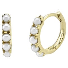Cultured Pearl Huggie Earrings 14 Karat Gold