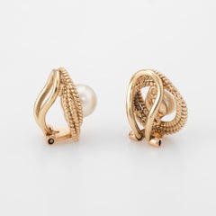 Cultured Pearl Infinity Earrings Vintage 14 Karat Gold Estate Fine Jewelry