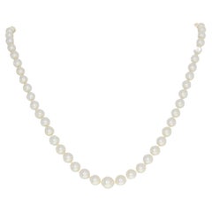 Cultured Pearl Necklace, 14k Yellow Gold Graduated Knotted Strand