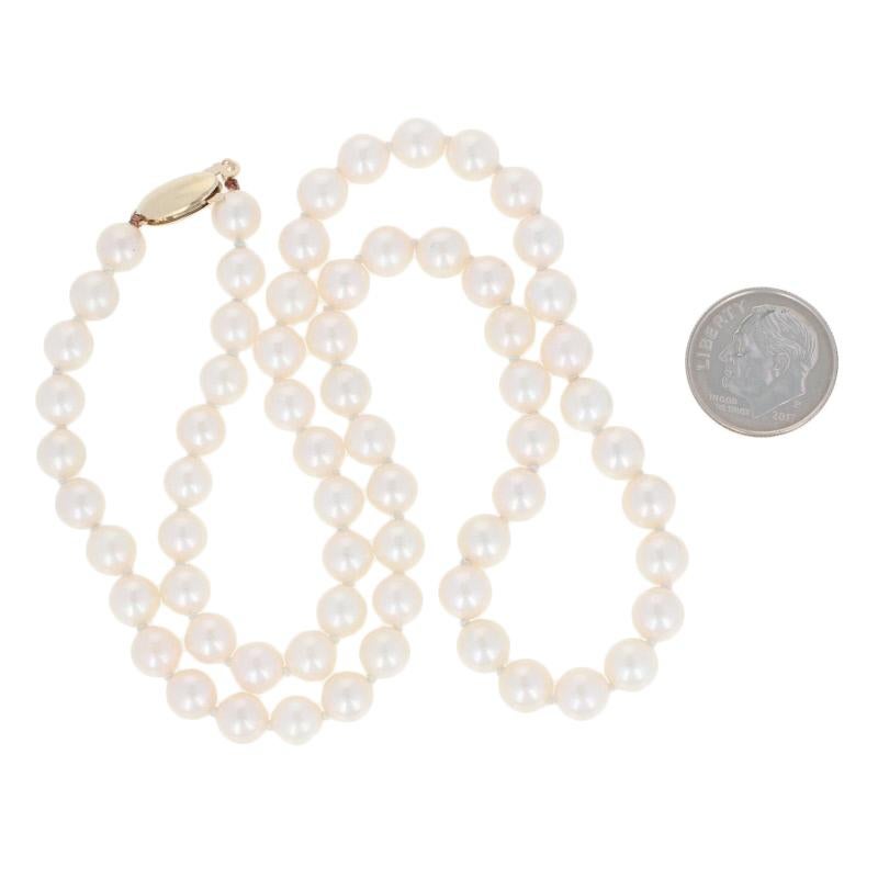 Women's Cultured Pearl Necklace, 14k Yellow Gold Knotted Single Strand For Sale