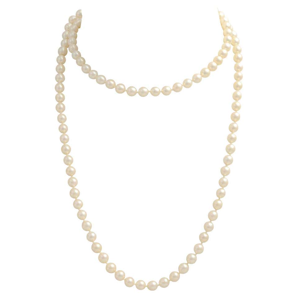 Cartier Cultured Pearl and Diamond Clasp Necklace For Sale at 1stDibs ...