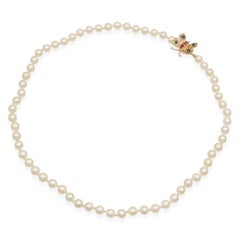 Cultured Pearl Necklace with 14k Yellow Gold Butterfly Clasp