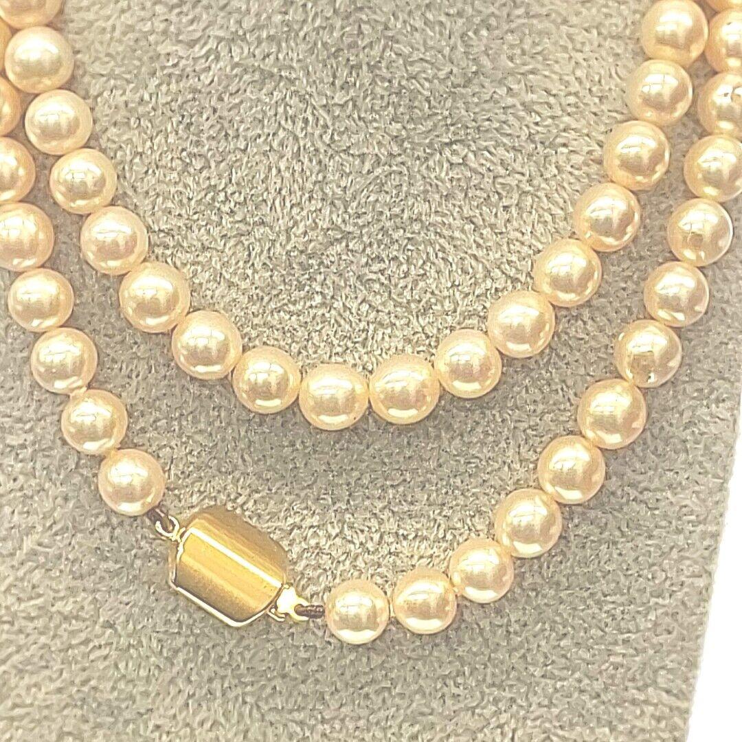 Bead Cultured Pearl Necklace with Quality Lustre in 18ct Yellow Gold For Sale