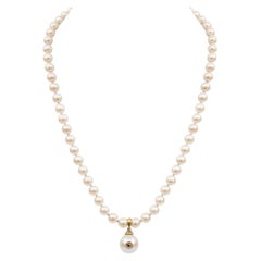 Zuchtperlenkette mit Tahiti-Perle, Champagner-Diamant und 14k Gold