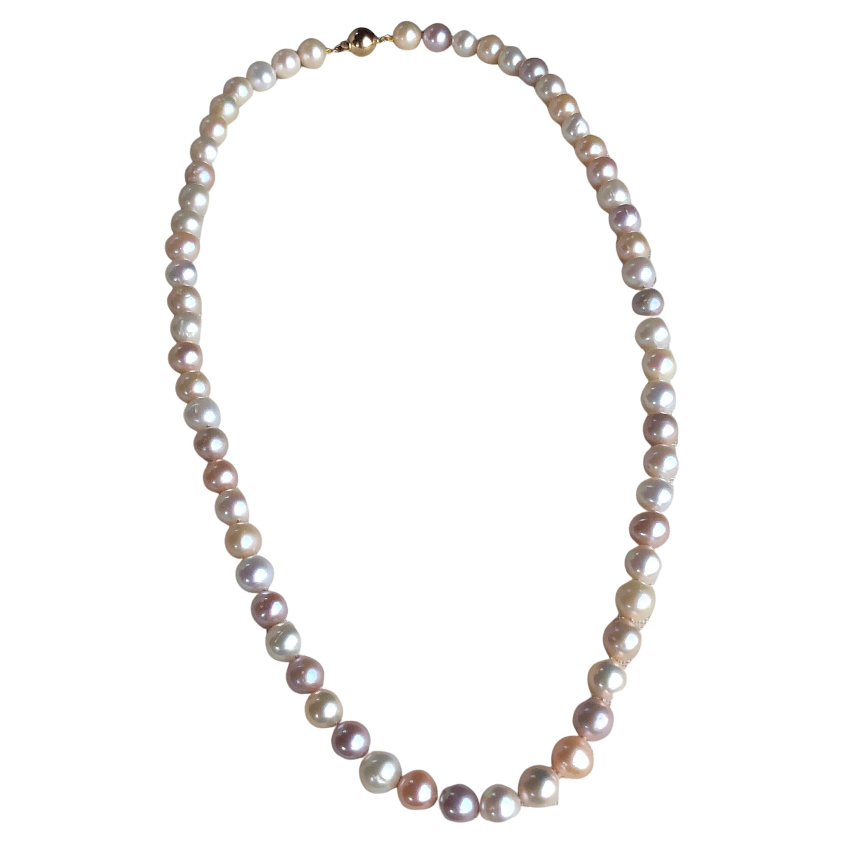 Cultured Pearl Necklace Yellow Gold 25 In