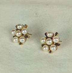Cultured Pearl Star Form Earrings