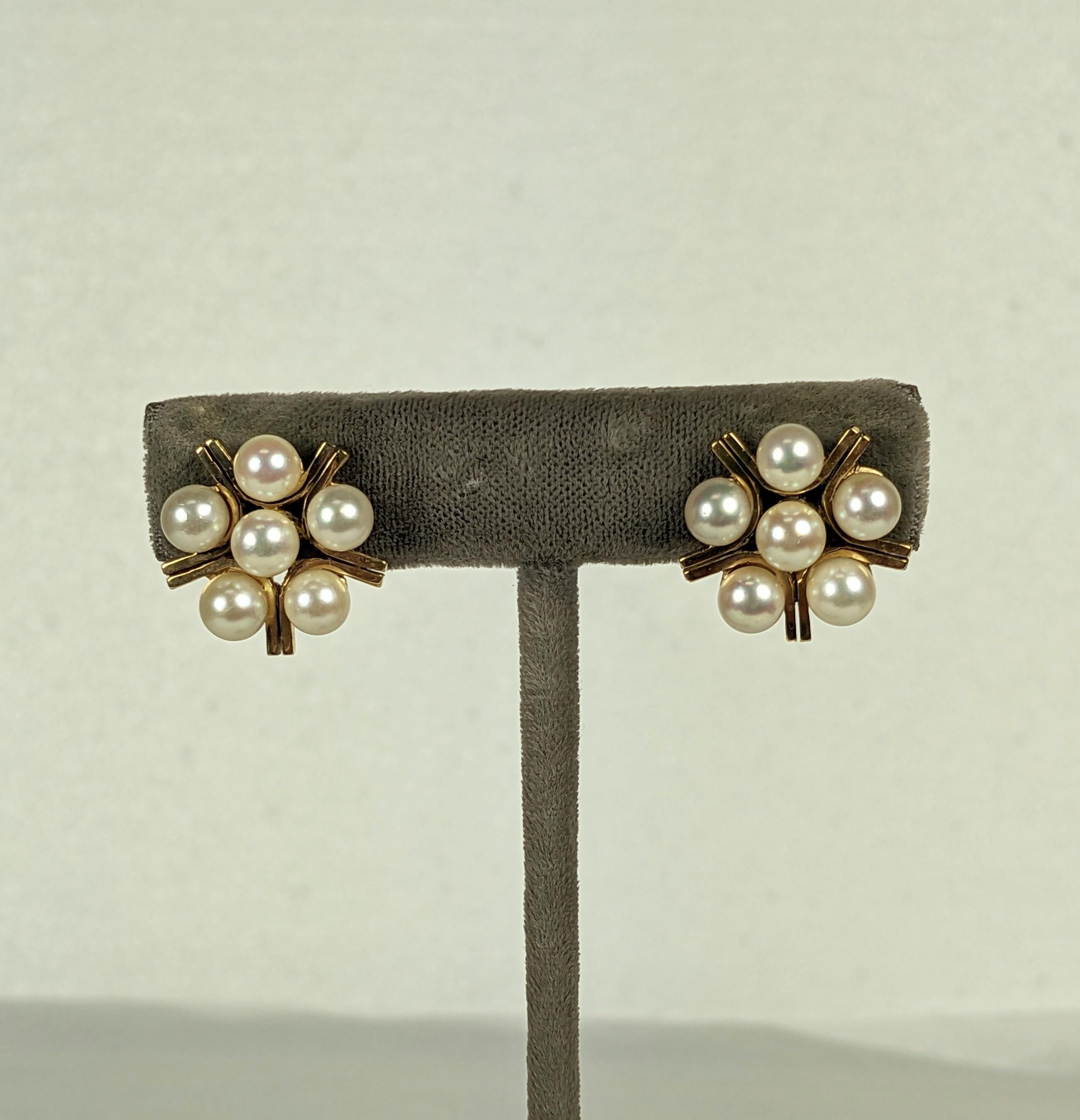Women's Cultured Pearl Star Form Earrings For Sale