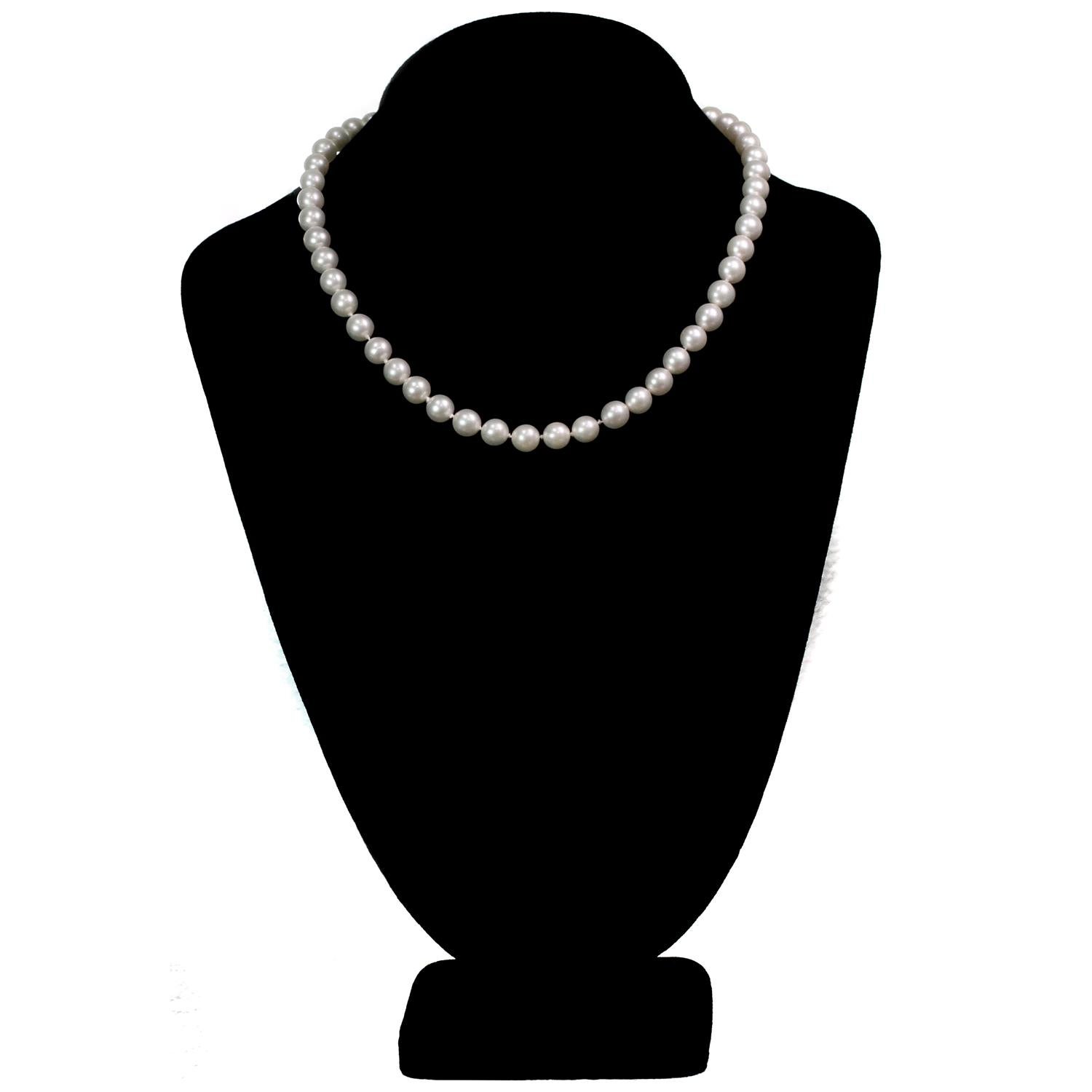 Women's Cultured Pearl Strand White Gold Clasp Necklace For Sale