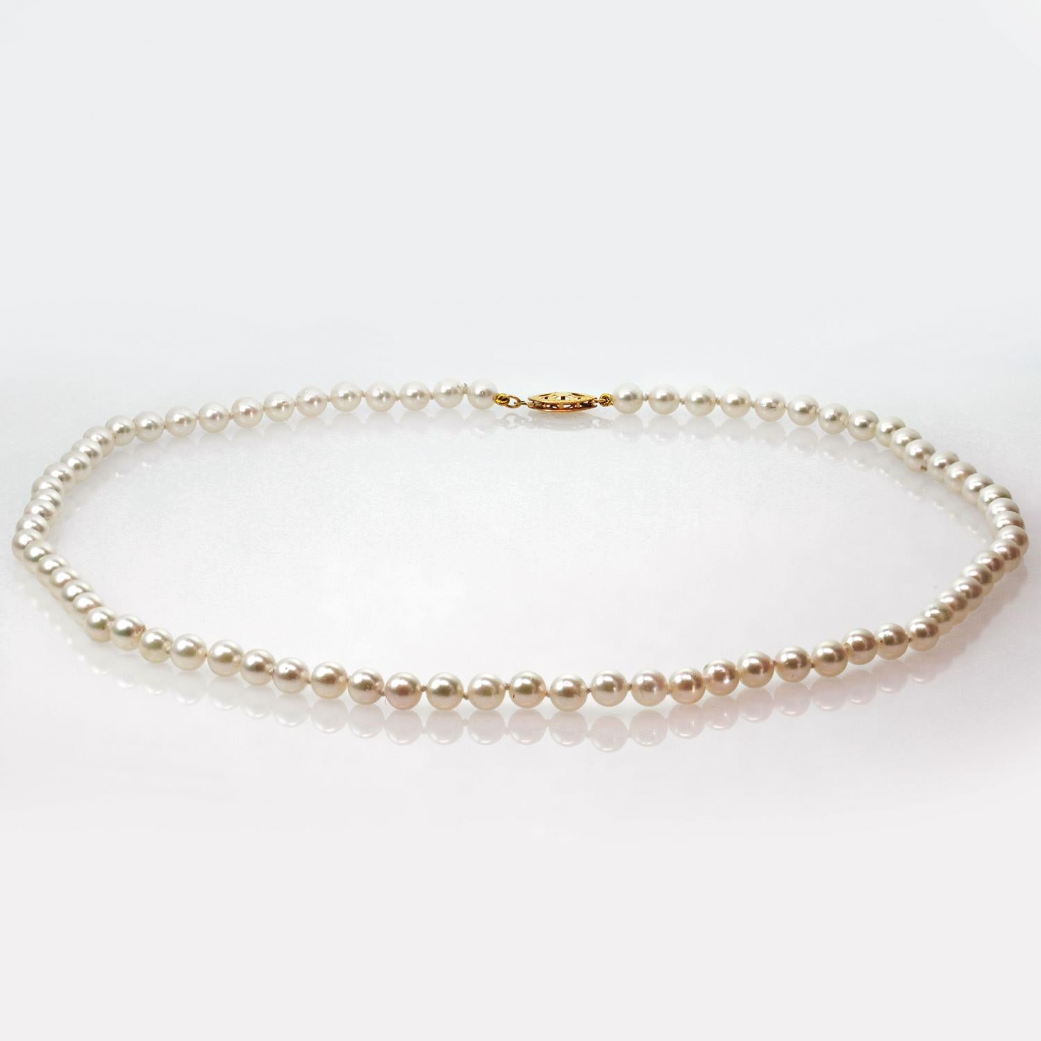 Women's Cultured Pearl Strand Yellow Gold Clasp Necklace