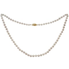 Cultured Pearl Strand Yellow Gold Clasp Necklace