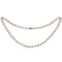 Cultured Pearl Strand Yellow Gold Clasp Necklace