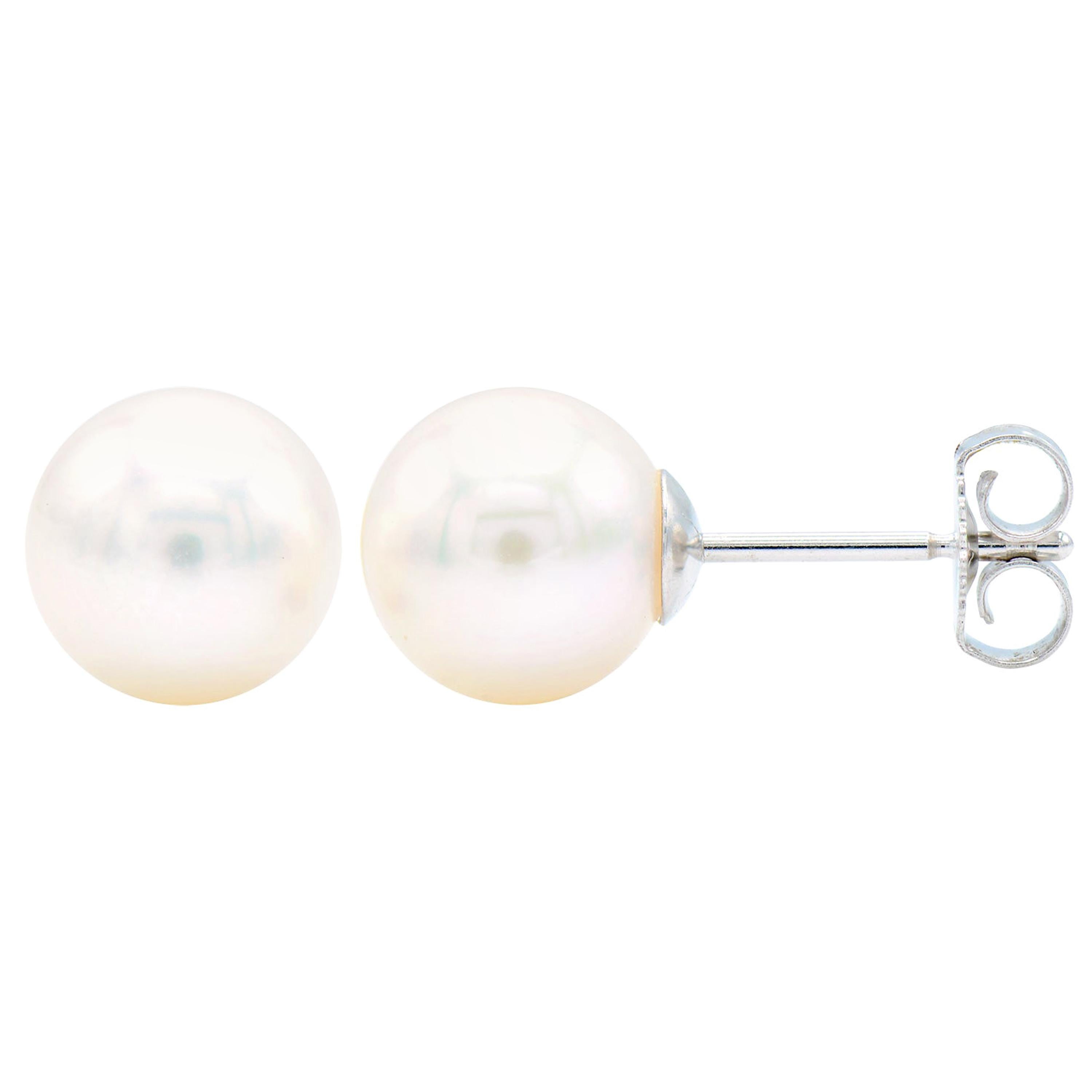 6.5-7mm Cultured Pearl Stud Earrings with 14 Karat White Gold Posts and  Backs For Sale at 1stDibs