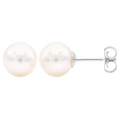 6.5-7mm Cultured Pearl Stud Earrings with 14 Karat White Gold Posts and Backs