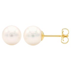 Cultured Pearl Stud Earrings with 14 Karat Yellow Gold Posts and Backs
