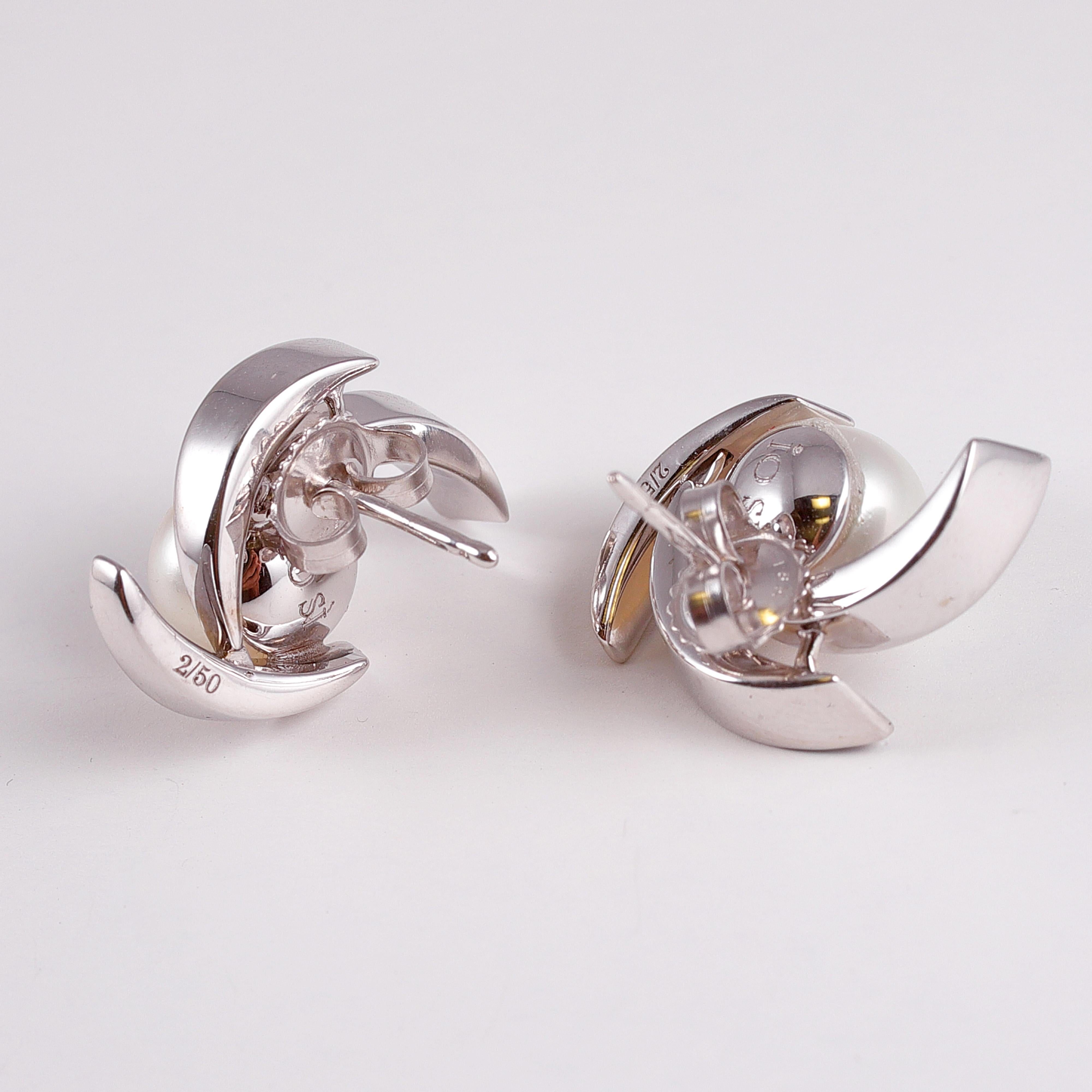 Cultured Pearl with Diamond Earrings by IO Si 2
