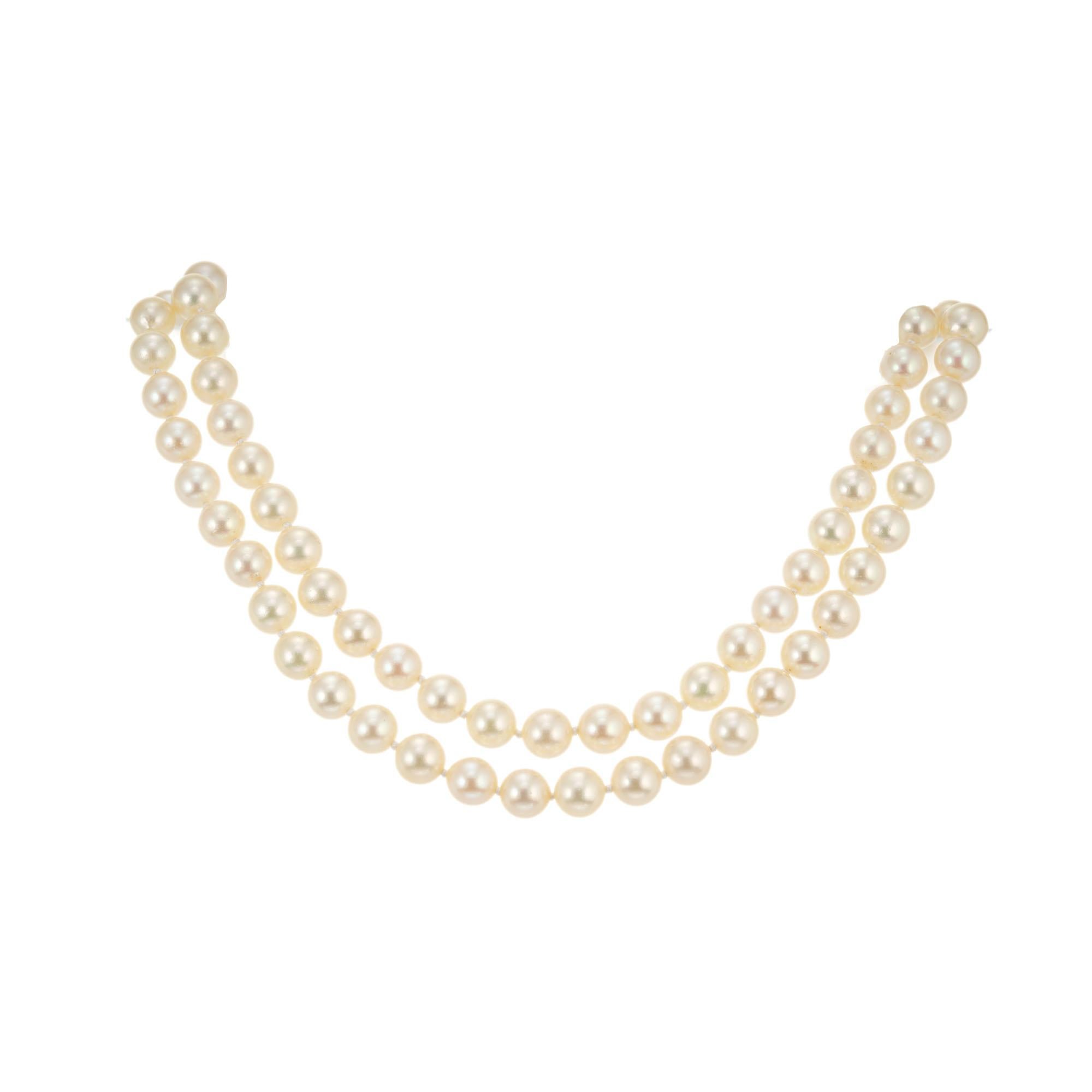 Cultured Pearl Yellow Gold Necklace In Good Condition For Sale In Stamford, CT