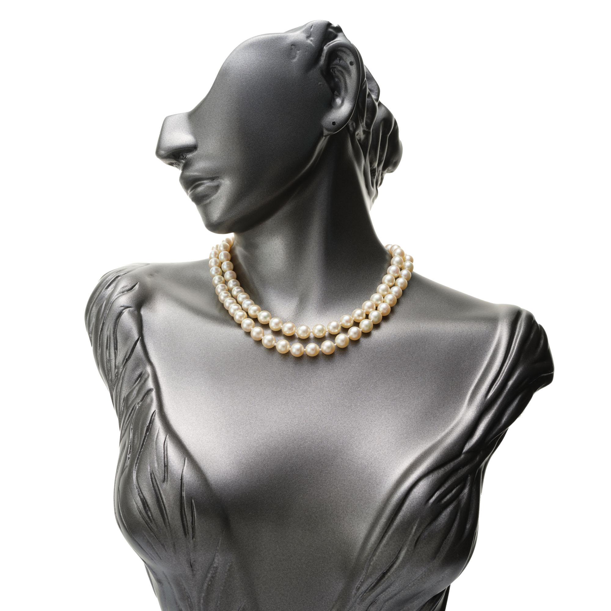 Gelbgold-Halskette mit Zuchtperlen Damen im Angebot