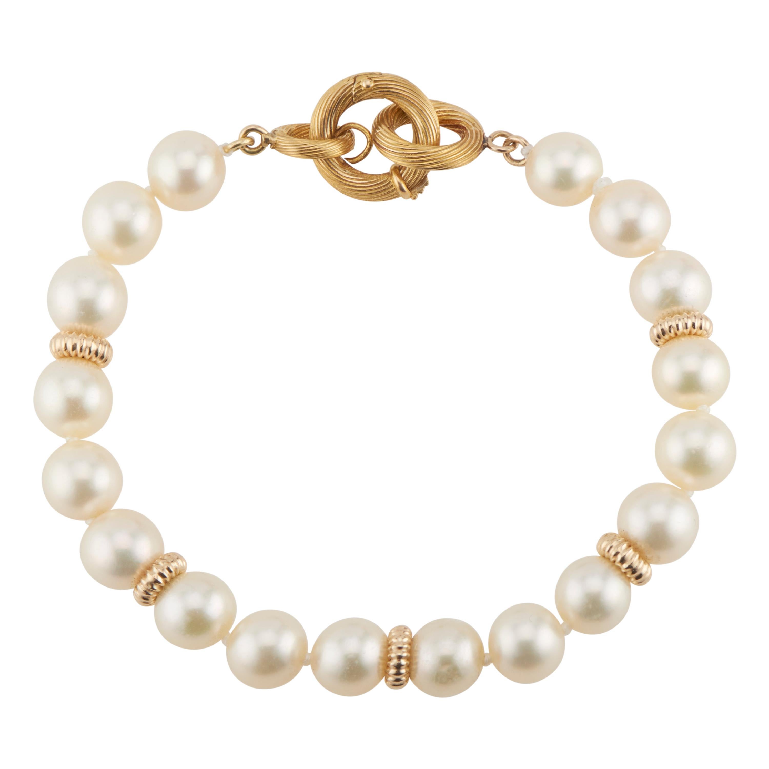 Cultured Pearl Yellow Gold Bracelet