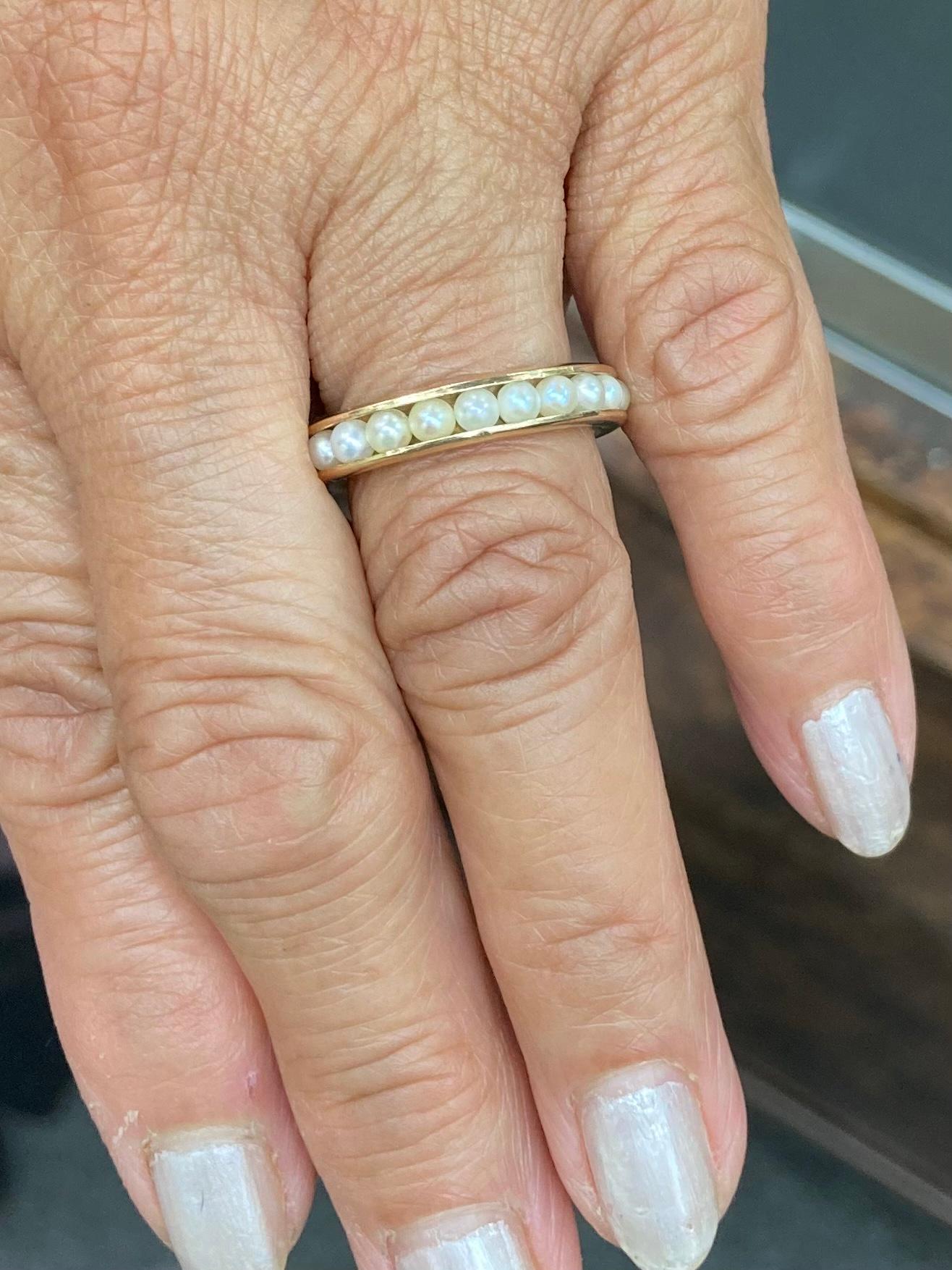 pearl eternity ring gold