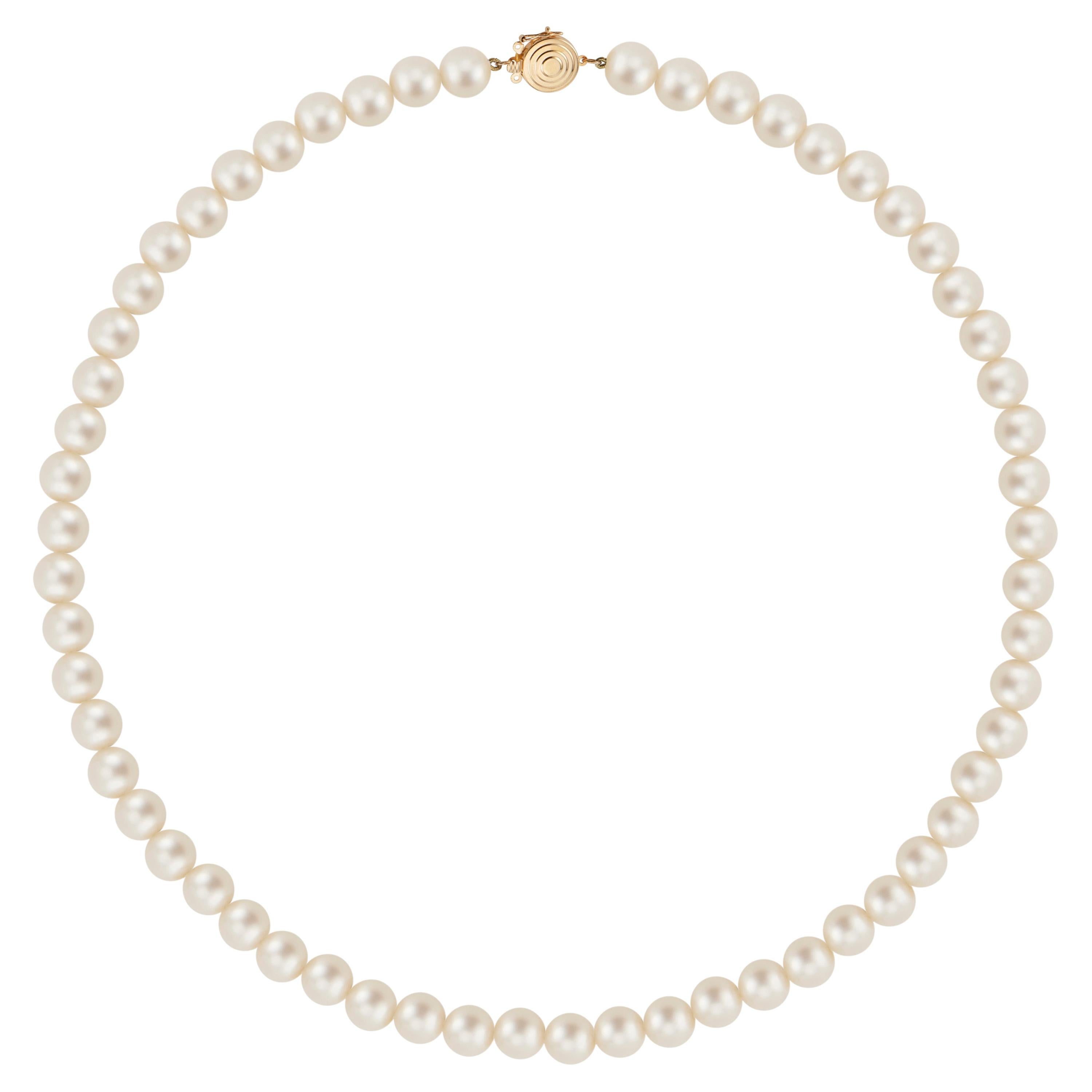 Cultured Pearl Yellow Gold Necklace For Sale