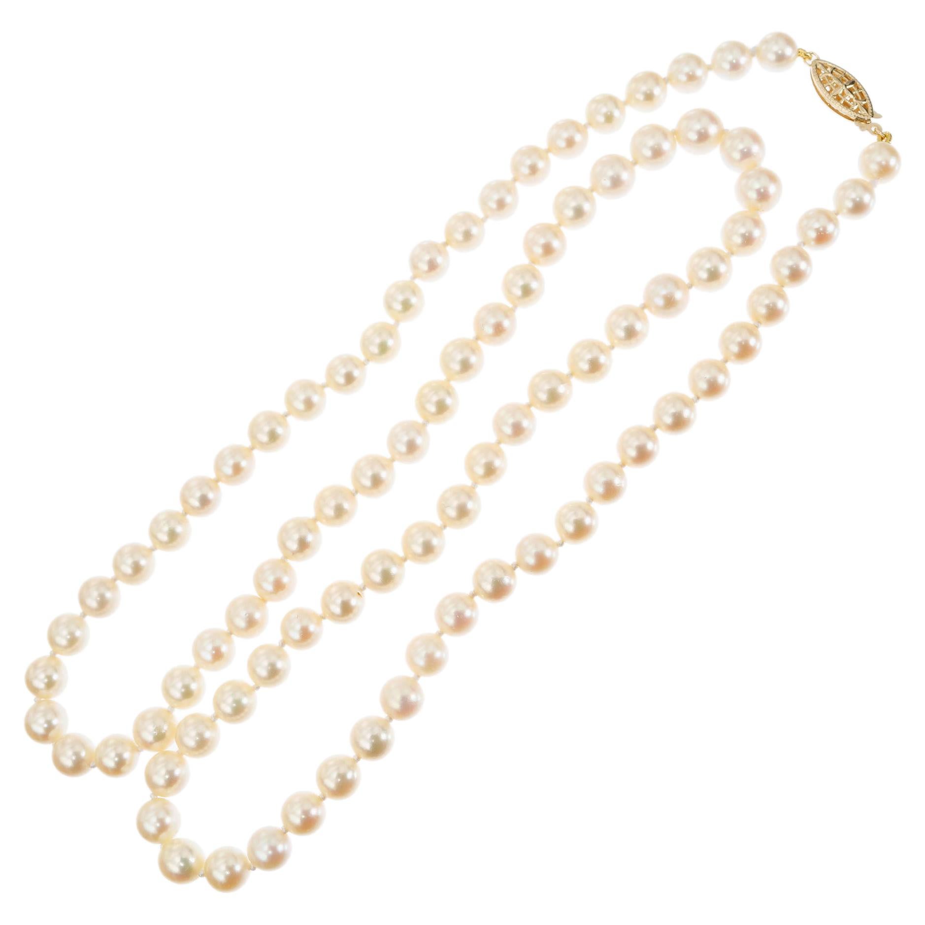 Cultured Pearl Yellow Gold Necklace