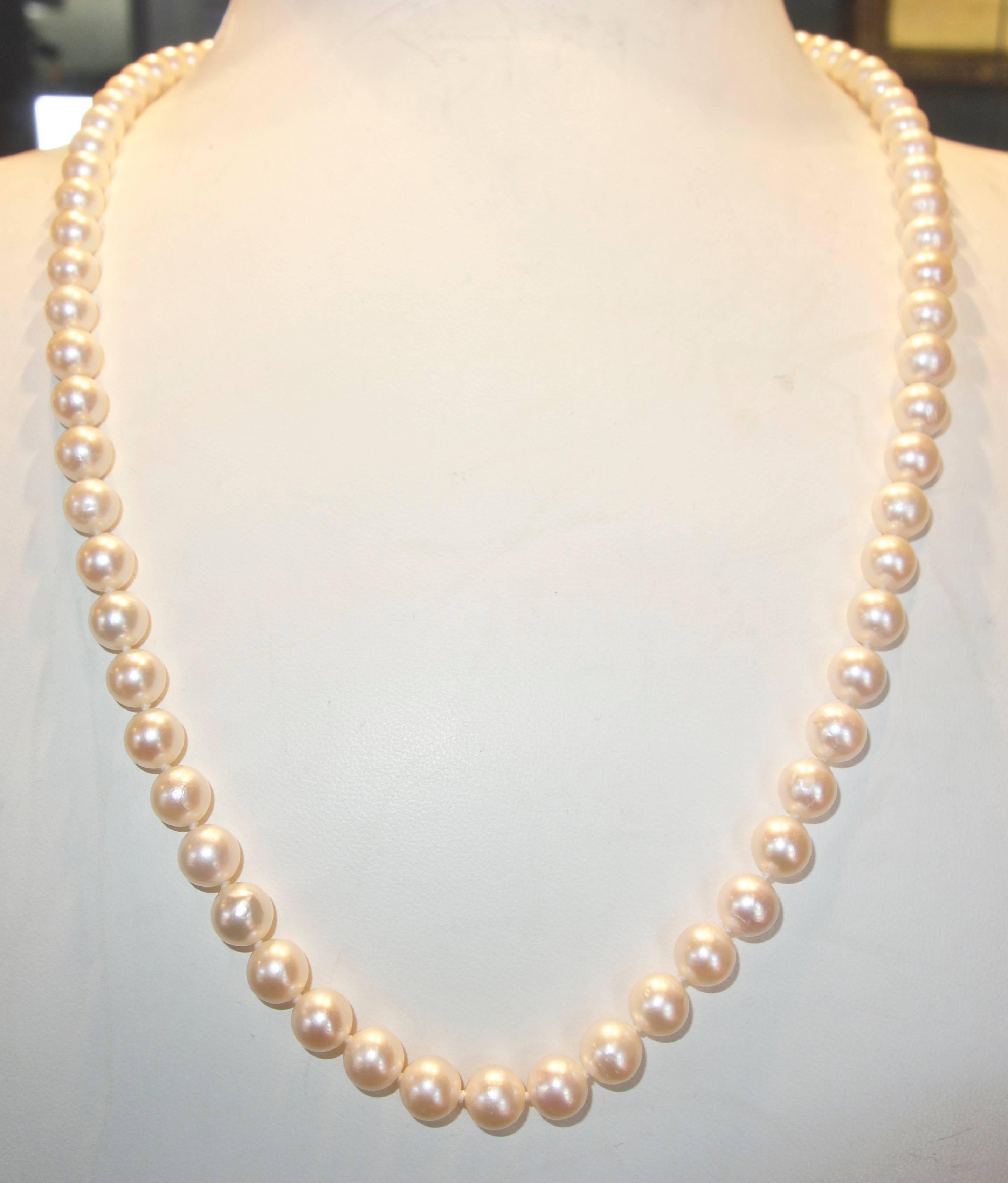 Women's or Men's Cultured Pearl, Gold and Jade Necklace