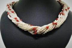 Cultured Pearls, Oxblood Coral, 14k Gold Beads and Clasp
