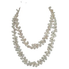 Cultured Pearls Necklace of White Color and Hight Luster and Baroque Shapes