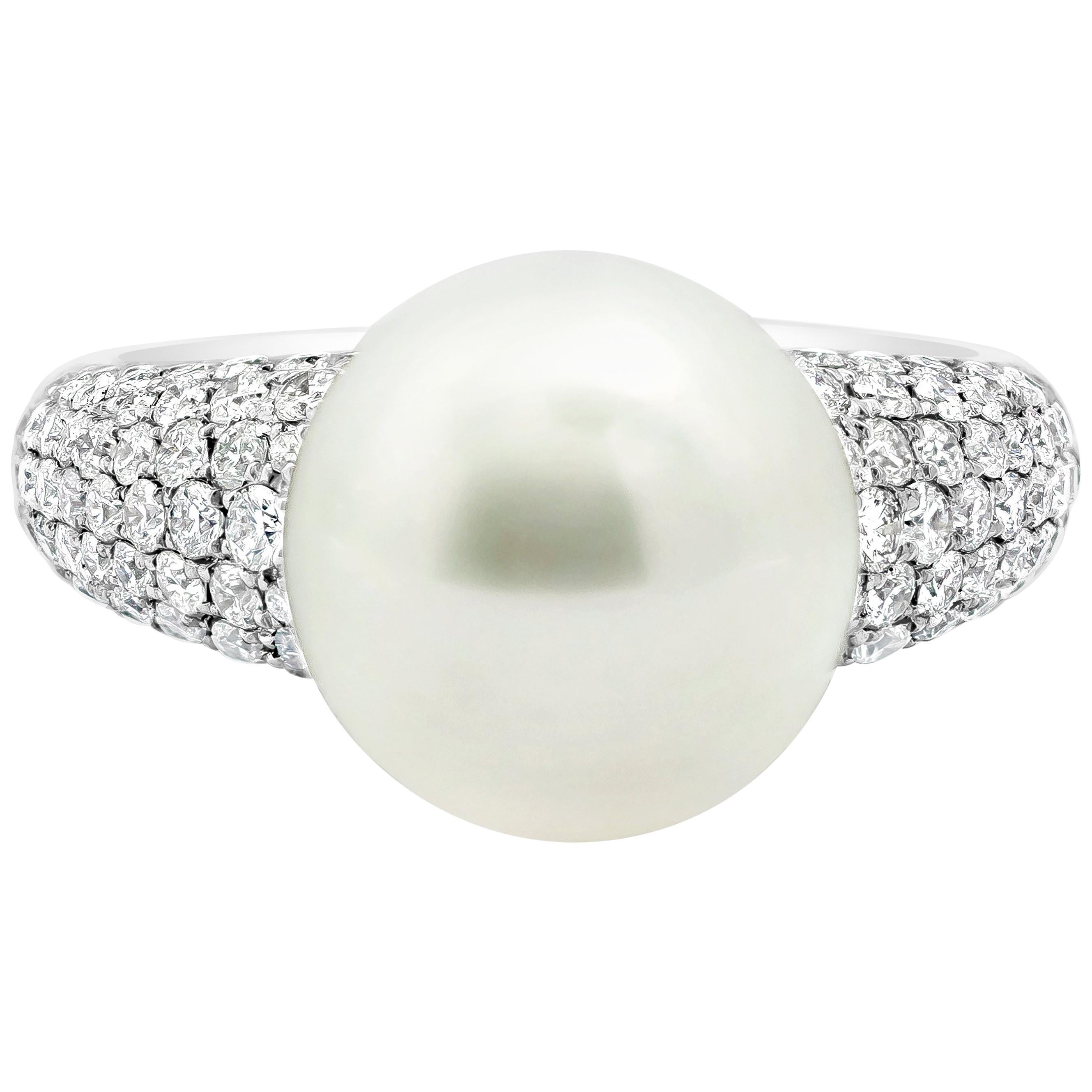 Roman Malakov Cultured South Sea Pearl and Diamond Cocktail Ring