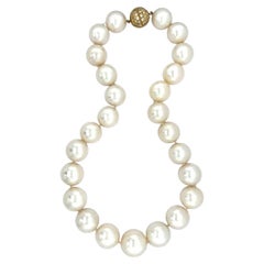 Cultured South Sea Pearl and Diamond Necklace 18K Yellow Gold