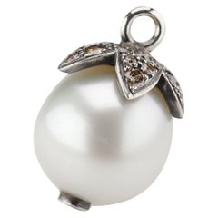 Vintage South Sea Pearl Pendant with Coppery Diamonds