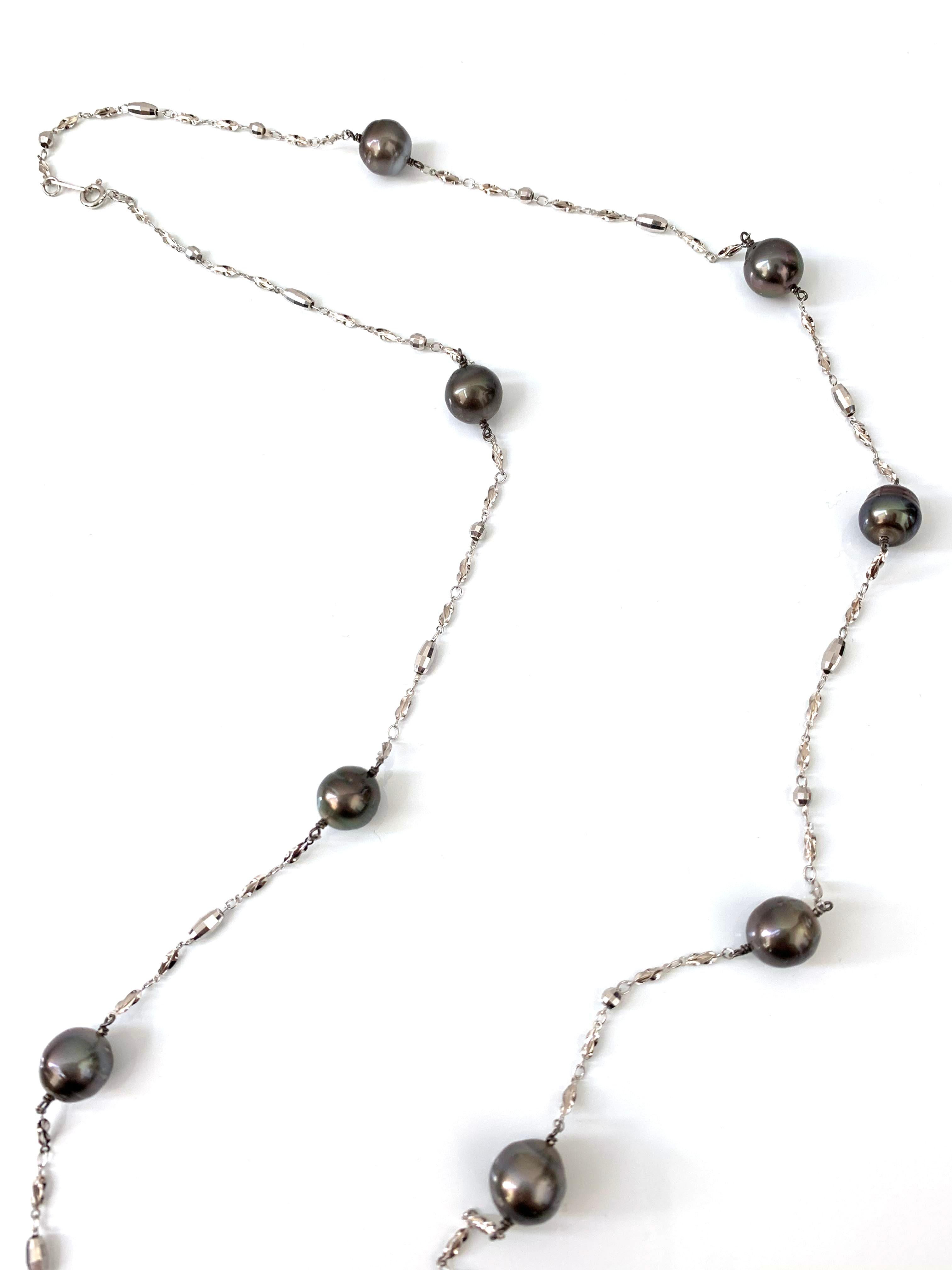 Modern Cultured South Sea Pearl Station Long Necklace For Sale