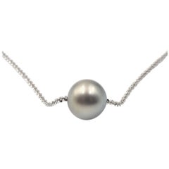 Cultured Tahitian Pearl 14 Karat White Gold Clasp Necklace