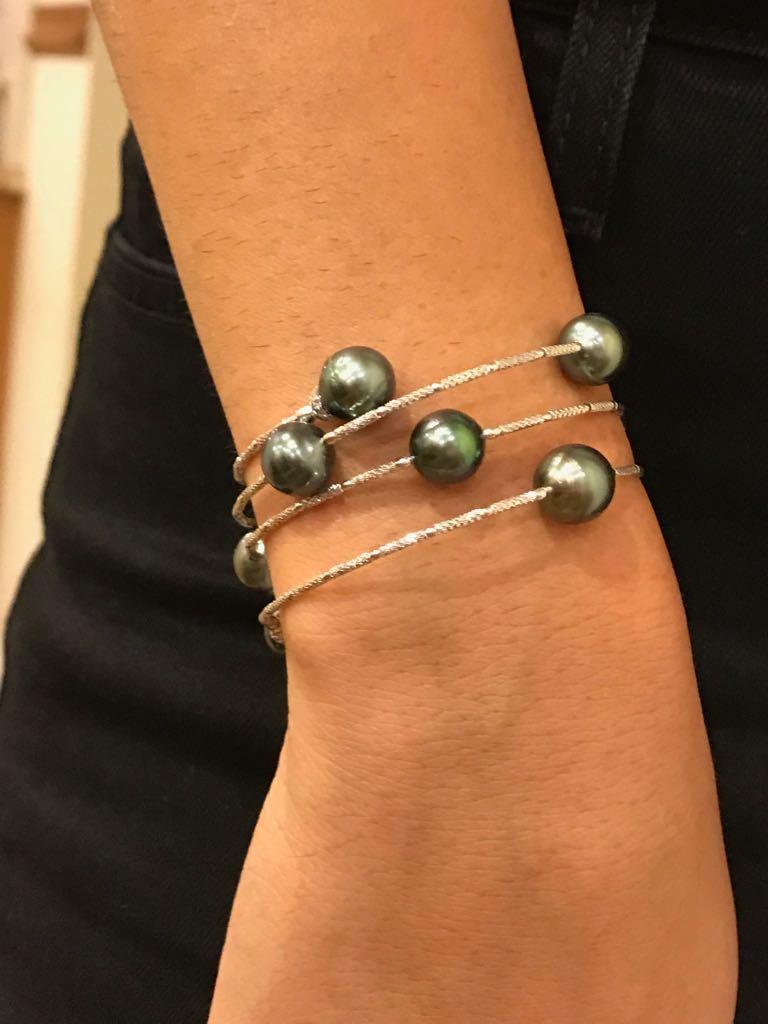 Cultured Tahitian Pearls Wrap Around Flexible Bracelet 3