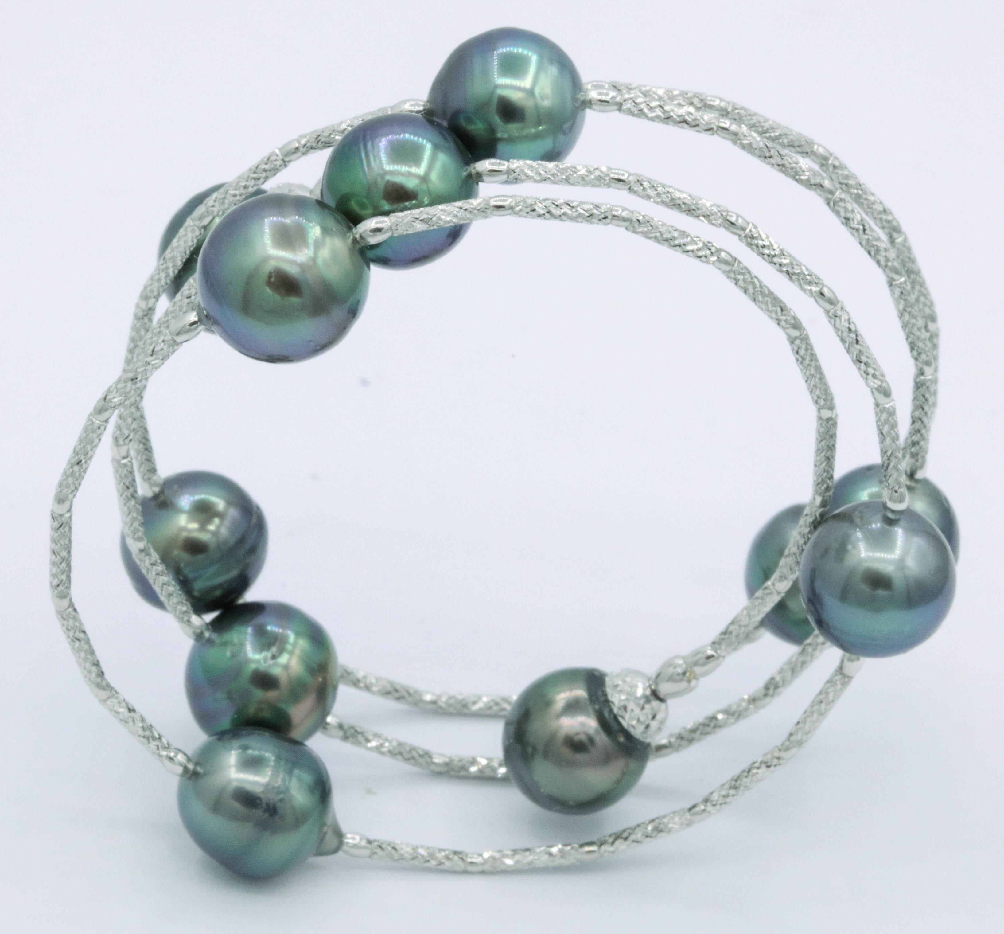 Cultured Tahitian Pearls Wrap Around Flexible Bracelet 1
