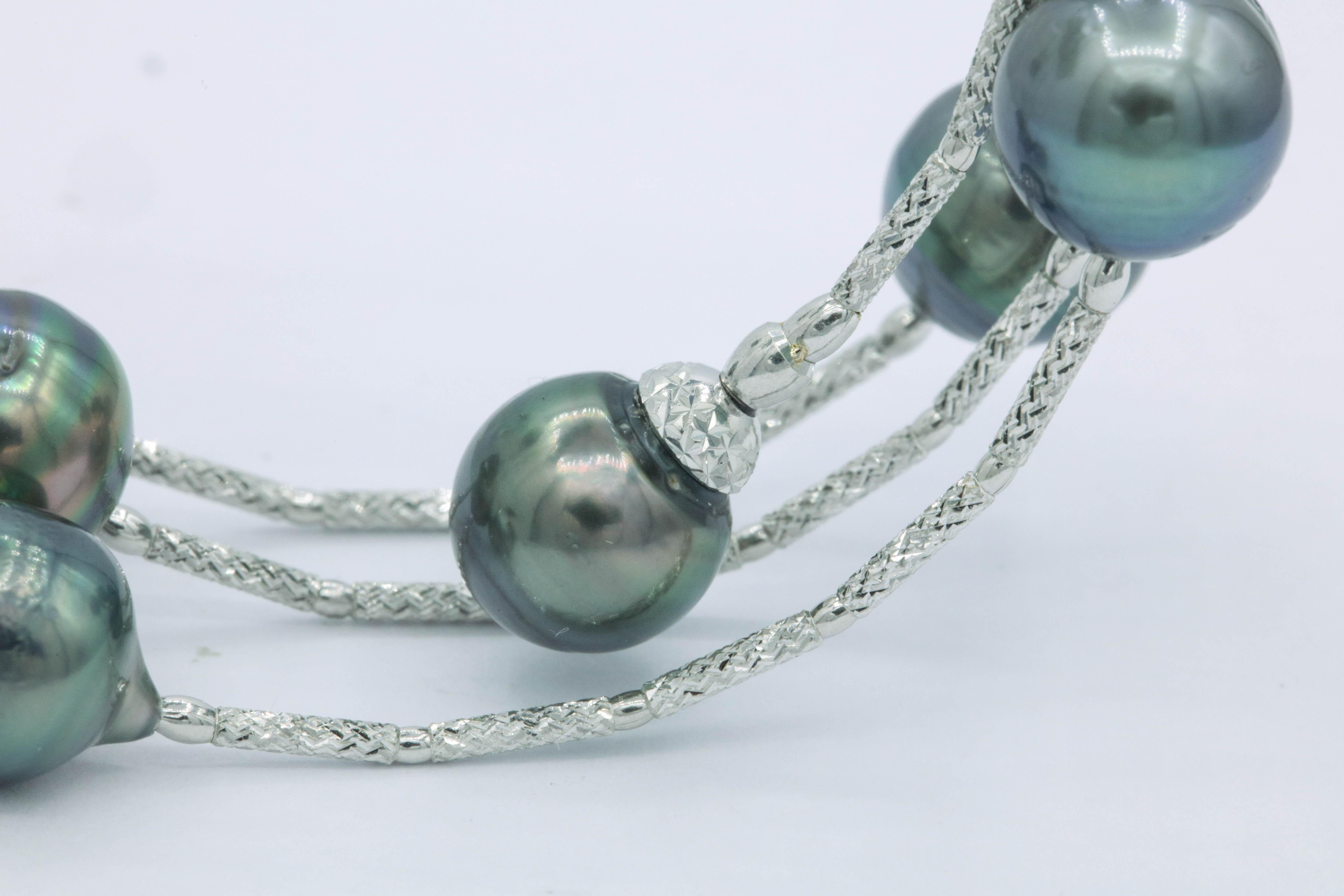 Cultured Tahitian Pearls Wrap Around Flexible Bracelet 2