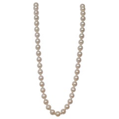 Cultured White Grade AA Pearl Strand 14kt White Gold Very Good 23 Inches 7+mm