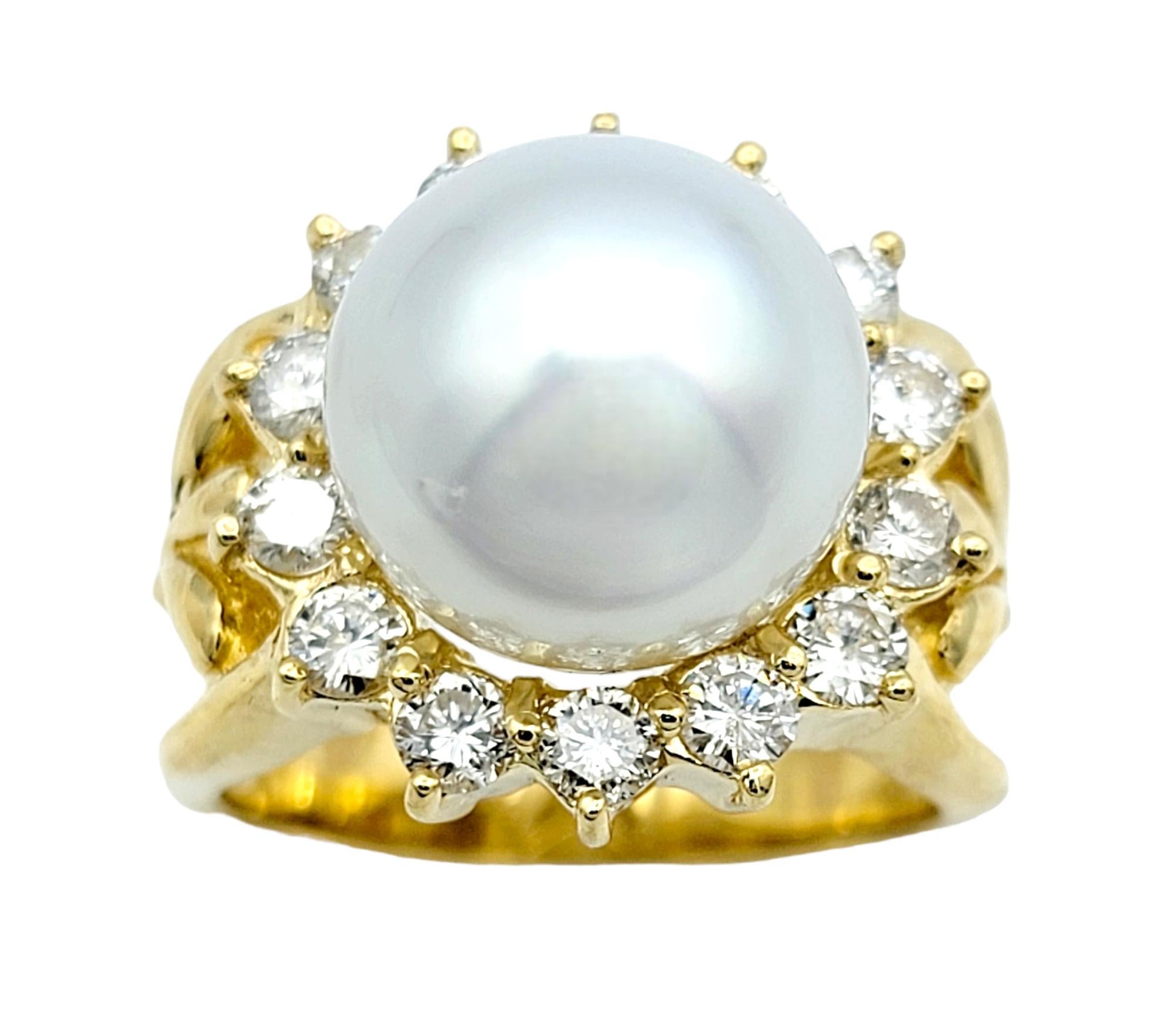 Ring Size: 7.25 

Elevate your fine jewelry collection with this gorgeous pearl and diamond ring. This captivating piece displays a harmonious blend of sophistication and grace, designed to capture the essence of timeless beauty.

At the heart of
