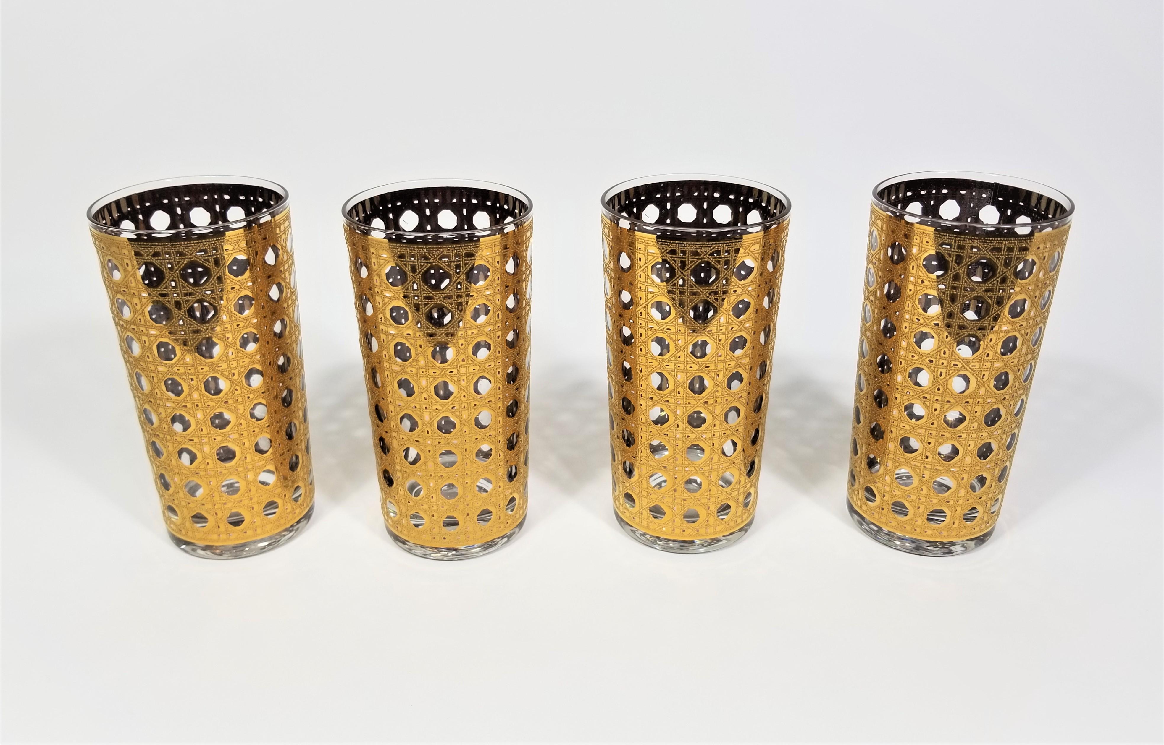 Mid century 1970s Culver 22K gold glasses barware. Cannella Collection.