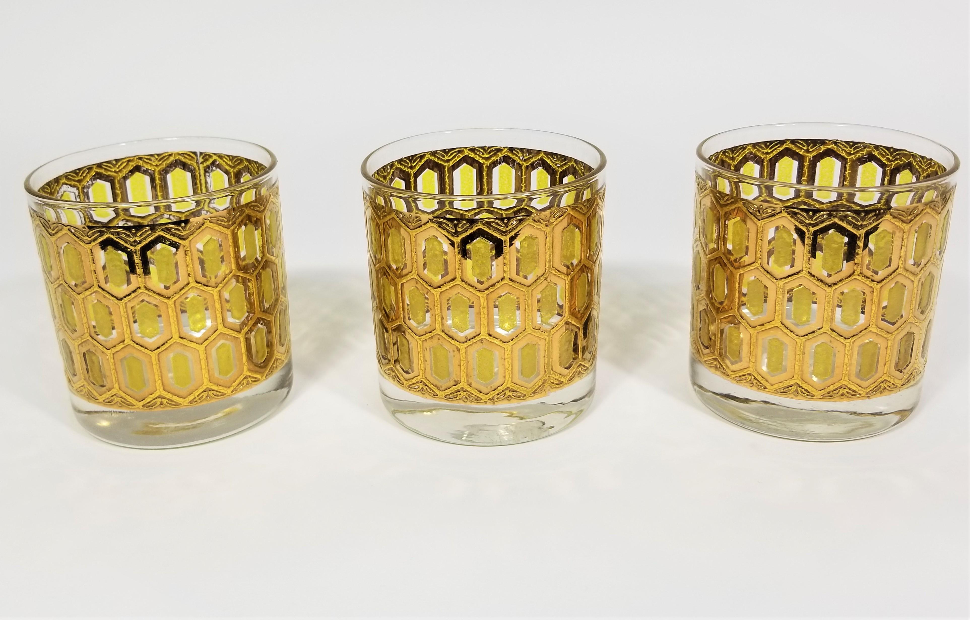 Culver 22k Gold Barware Glassware 1960s Mid Century Set of 6 2