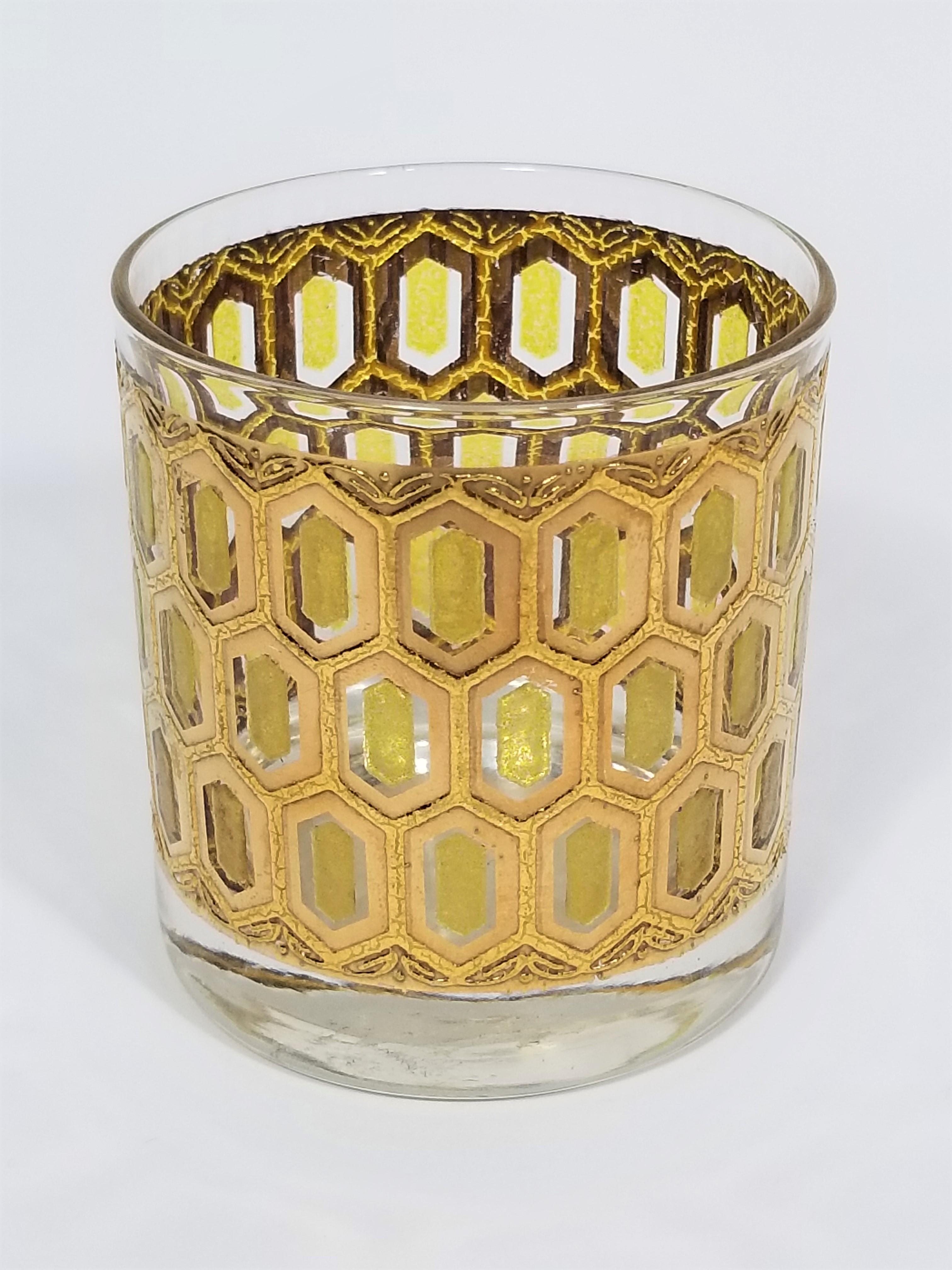 Culver 22k Gold Barware Glassware 1960s Mid Century Set of 6 5