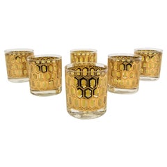 Culver 22k Gold Barware Glassware 1960s Mid Century Set of 6