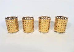 Culver 22-Karat Gold Canella Design Glassware Barware Midcentury Set of 8