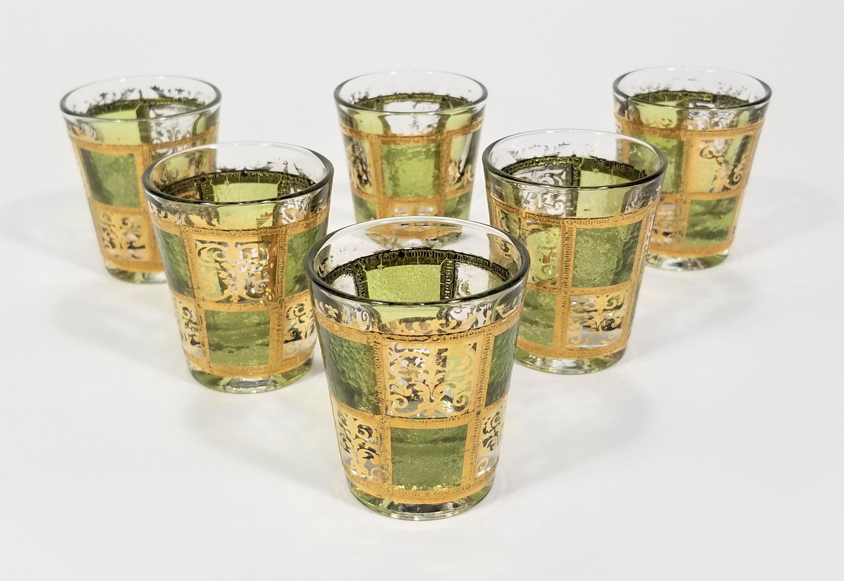 Culver 22k Gold  Shot Glasses Glassware Barware Mid-Century, 1960s For Sale 4
